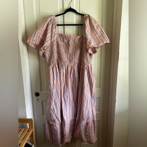 Draper James Pinstripe colorful rainbow smock dress 3x